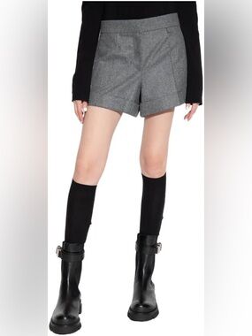 GIVENCHY Gray Wool Pleated Shorts Size 38